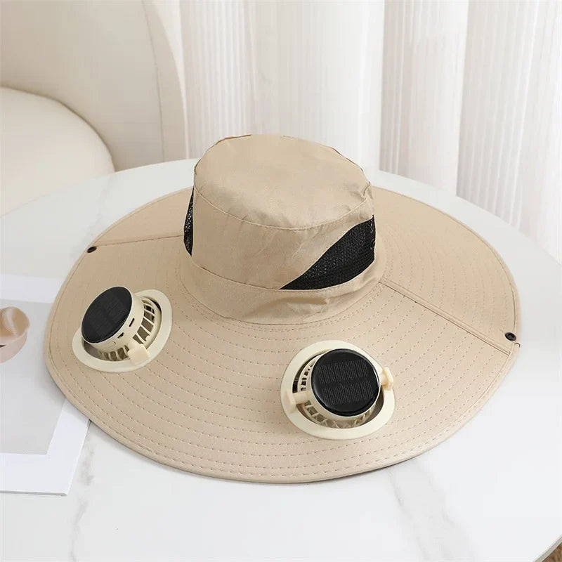 Summer For Outdoor Camping Fishing Hiking Sunscreen Fisherman Hat Solar Fan Cap Portable Solar Charging Cap with Fan Men Women