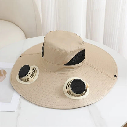 Summer For Outdoor Camping Fishing Hiking Sunscreen Fisherman Hat Solar Fan Cap Portable Solar Charging Cap with Fan Men Women