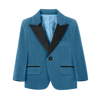 50+ Colors Velvet Suit Blazer for Kids 3-18 Years Children Formal Flannel Suit jacketm Classic Peak Lapel Suit School Uniform