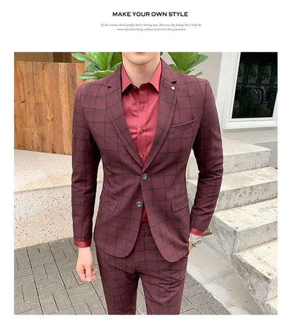 High-Quality Large Size Men's Wedding Suit 5XL S-Fourth Quarter 2024 Fashion Handsome Two-Piece Acetate Set (Suit + Trousers)