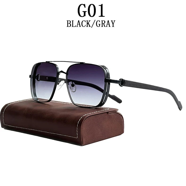 Luxe Sunglasses For Men Wooden Square Sunglasses Women Trendy Vintage Fashion Glasses Retro Trending Gafas De Sol Hombre Lunette