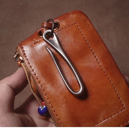 High Quality Genuine Leather Home Car Key Bag Retro Men Handmade Top Cowhide Coin Purse Women Zipper Mini Wallet Card Holde