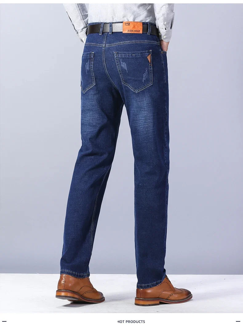 2026 Men's Slim Fashion Denim High Quality Male Pants Elastic Black Blue Leisure Jeans Brand Clothing
