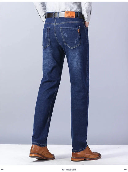 2026 Men's Slim Fashion Denim High Quality Male Pants Elastic Black Blue Leisure Jeans Brand Clothing