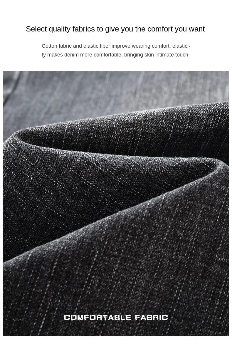 2026 Regular Fit Jeans Classic Style  Spring Summer New Men's Light Blue Stretch Denim Fabric Pants Male Brand