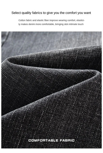 2026 Regular Fit Jeans Classic Style  Spring Summer New Men's Light Blue Stretch Denim Fabric Pants Male Brand