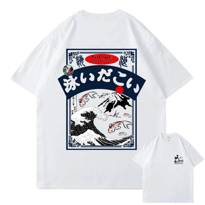 2025 Men's Hip Hop T-shirt Street Wear Harajuku Japan Wave T-shirt Summer Short Sleeve Top T-shirt Cotton Printed T-shirt Men's