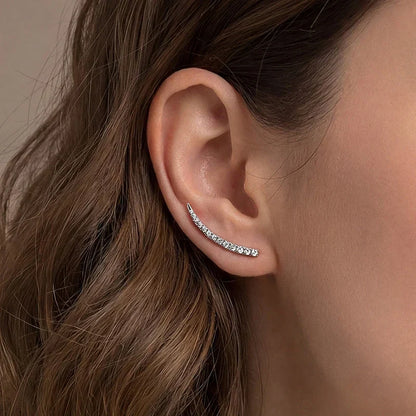 Trendy Test Passed Full Moissanite Smile Stud Earrings for Women Wedding 100% 925 Silver Sparking Party Bridal Jewelry