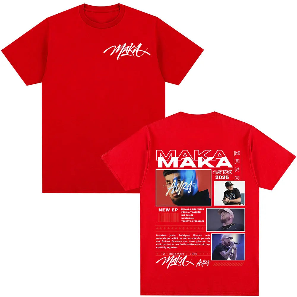 Rapper Maka Aura 2025 Tour Merch T Shirts Men Women Fashion Vintage Street T-shirt Casual Cotton Short Sleeve T Shirt Streetwear