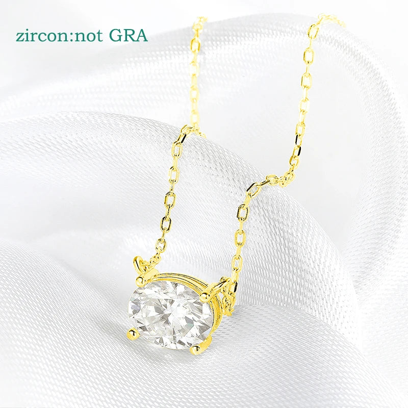 14K Plated 1-3CT Moissanite Necklaces Pendant Women Girls Birthday Gift Chain Lab Diamond Jewelry 925 Sterling Silver GRA