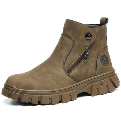 Steel Toe Work Boots side zipper anti-slip work shoes  Anti-Smash Anti Puncture industrial construction waterproof safety shoes