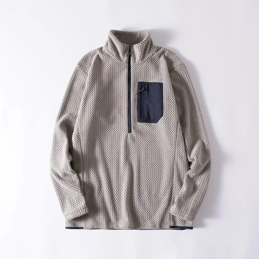 New Comfortable and Thick Men's and Women's Sports Semi-zipper Fleece Sweatshirt with Wavy Fleece and Long-sleeved Sweatshirt