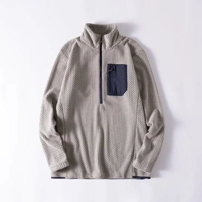 New Comfortable and Thick Men's and Women's Sports Semi-zipper Fleece Sweatshirt with Wavy Fleece and Long-sleeved Sweatshirt