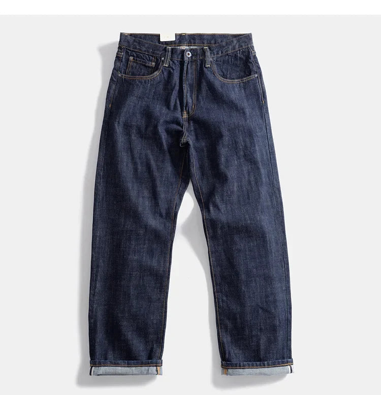 16oz Heavyweight Red Selvedge Denim Jeans for Men High Quality Loose Straight Pants One Wash Autumn Casual 100% Cotton Y2K