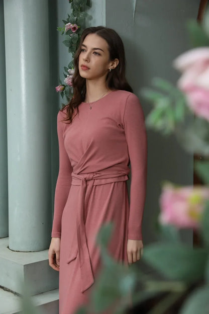 AS 2025 summer ribbing closed-fit wrap tops + Aline dress high Stretch matching sets