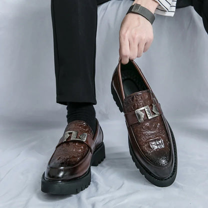 Mens Loafers Party Business Thick Soled Men Leather Shoes Dress Platform Shoes Comfortable Fashion New Casual Shoes for Men