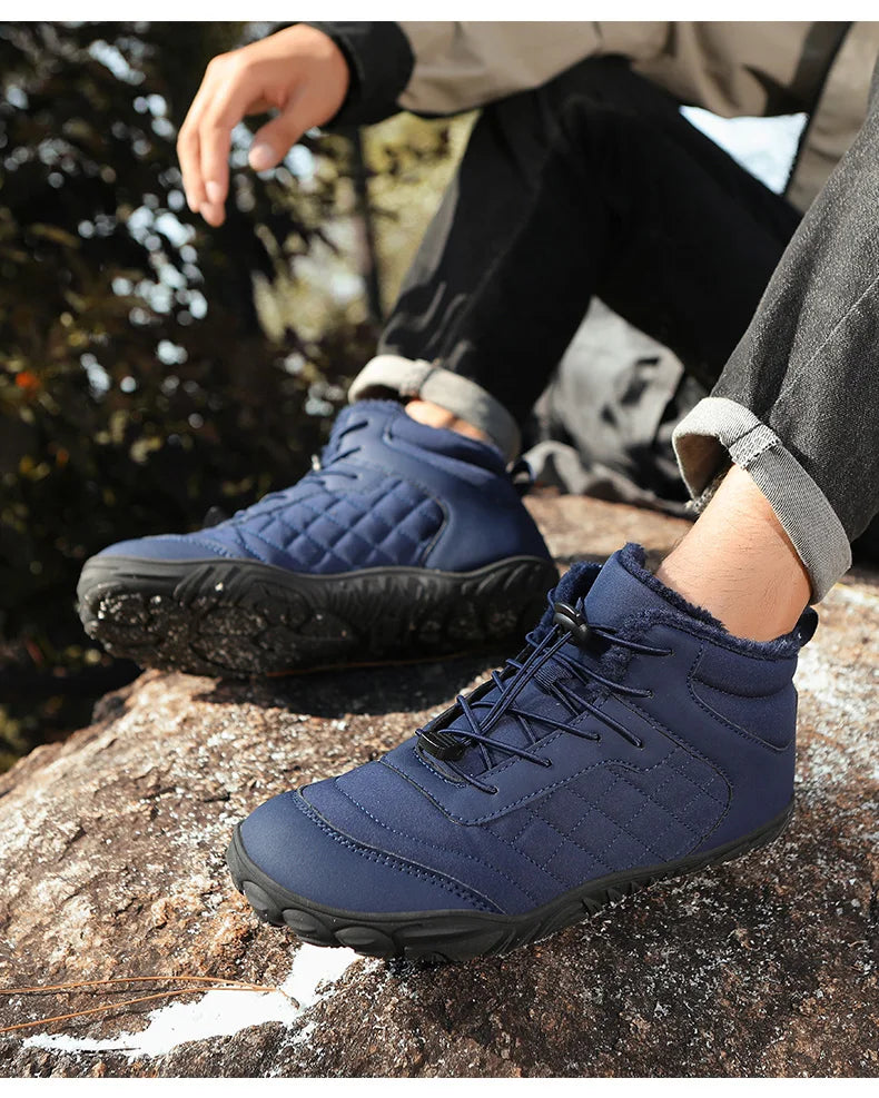 New Winter Booties Outdoor Waterproof Barefoot Boots For Men Ankle Boots Plush Warm Snow Shoes Non-slip Casual Sneakers Big Size