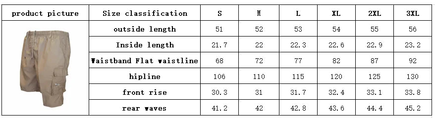 2026 Male Cargo Shorts Elastic Waist Cycling Shorts Multi-pockets Loose Work Short Pants Outdoor Sport Printed Casual Shorts