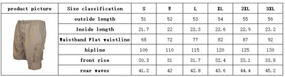 2026 Male Cargo Shorts Elastic Waist Cycling Shorts Multi-pockets Loose Work Short Pants Outdoor Sport Printed Casual Shorts