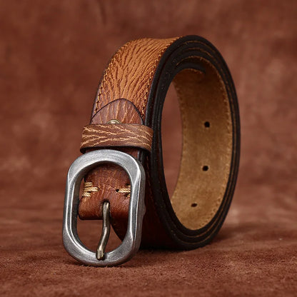 3.0CM Ladies Pure Cowhide High Quality Genuine Leather Belts for Women Needle Buckle Jeans Cowboy Waist Belt Luxury Designer