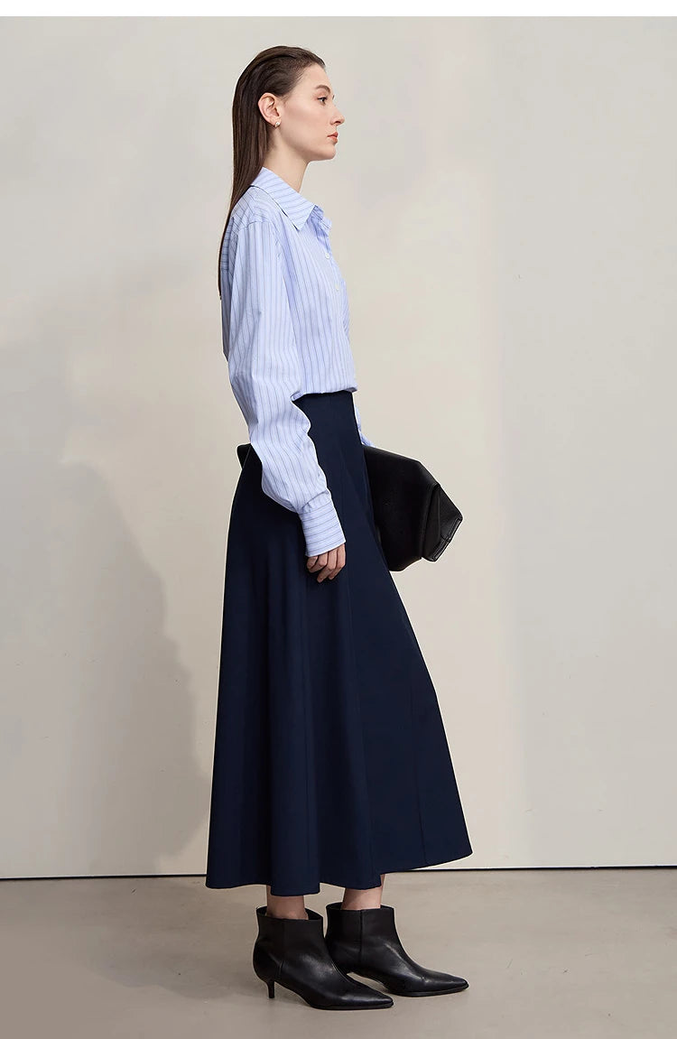 Women's Skirt 2025 Spring New Minimalist Solid Color Loose Skirts For Women Medium To Long Versatile A-shaped Skirt12524019