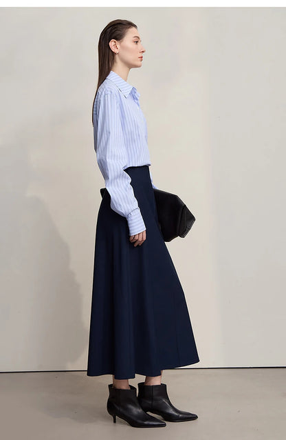 Women's Skirt 2025 Spring New Minimalist Solid Color Loose Skirts For Women Medium To Long Versatile A-shaped Skirt12524019
