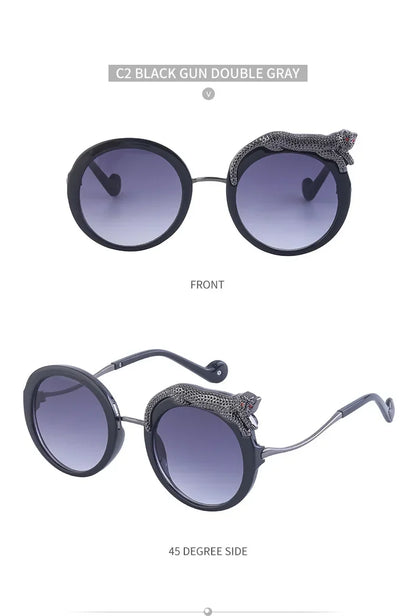 2025 Steampunk Metal Leopard Sunglasses Women Men Personalized Round Frame Sun Glasses Ladies Sunshade UV400 Gafas De Sol