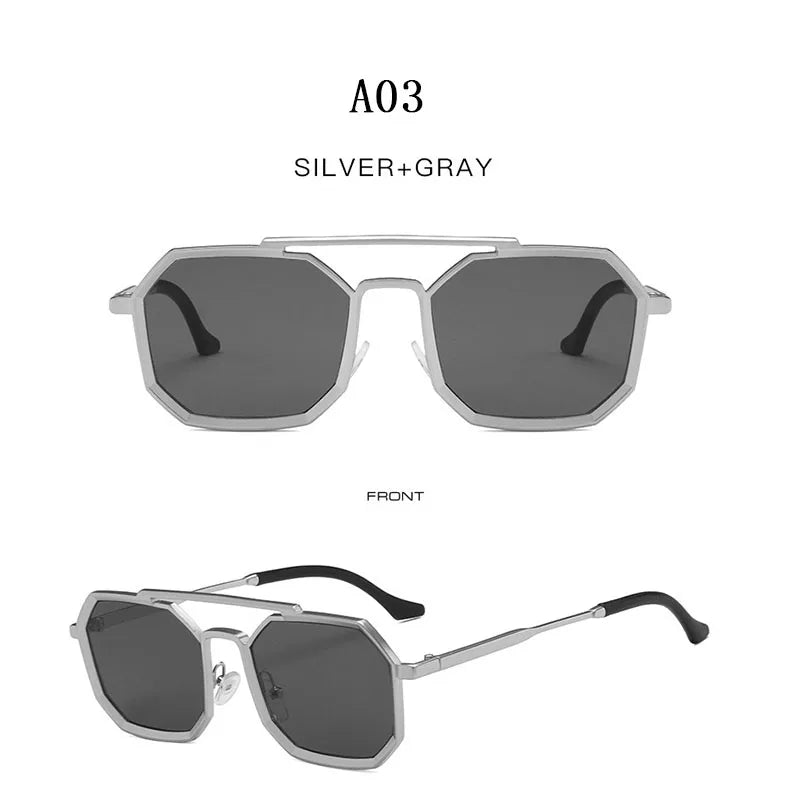 Metal Punk Square Sunglasses For Men Luxe Vintage Steampunk Sunglasses Women Trendy Retro Fashion Glasses Gafas De Sol Hombre