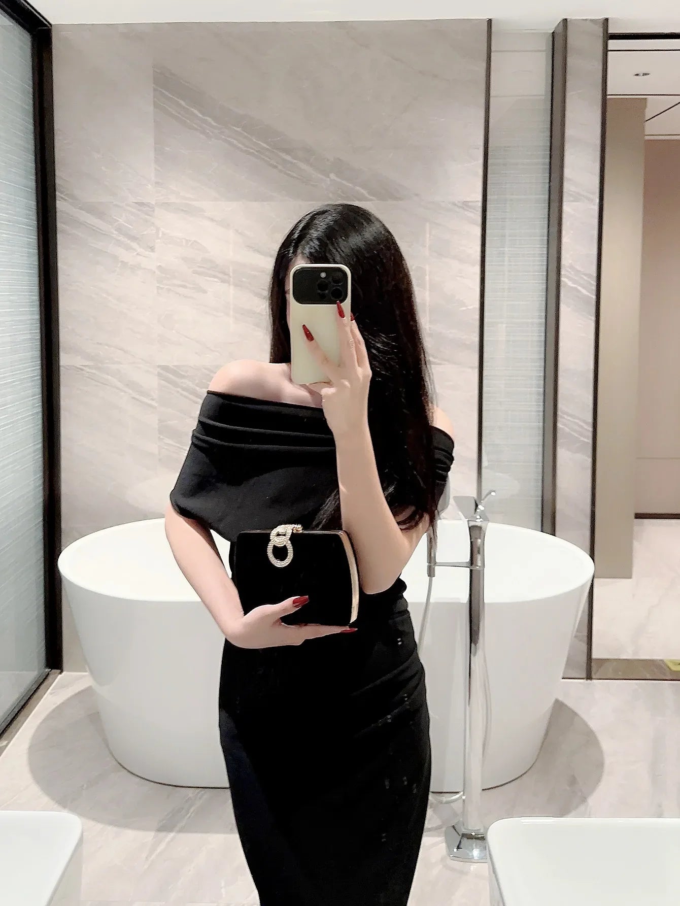 Ladies Autumn Winter Velvet Box Dinner Bag Sparkly Rhinestone Decoration Banquet Bag Clutch Evening Bag Dress Bag Prom Bag Party Bag