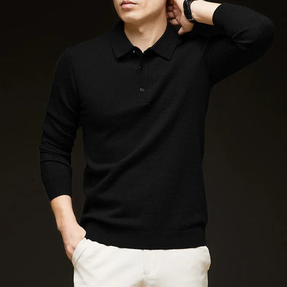 Fashion Autumn And Winter New Cashmere Sweater Men's High Quality Pullover Casual Loose POLO Knitted Bottom Shirt Jacket Shirt