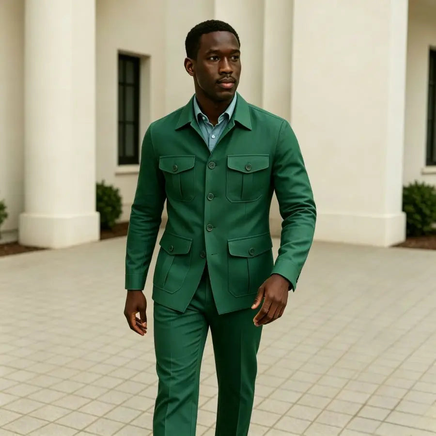 Sage Green Linen Safari Suit Men Summer Lightweight Two Piece Set Casual Wedding Groom Wear Beach Party Mens Fashion XS-3XL