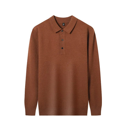 Fashion Autumn And Winter New Cashmere Sweater Men's High Quality Pullover Casual Loose POLO Knitted Bottom Shirt Jacket Shirt