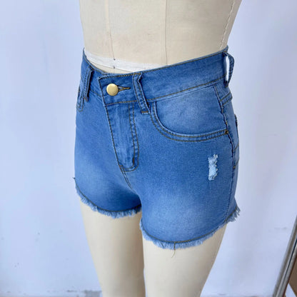 Sexy Hot Slim Denim Shorts Women Fashion Trendy All-match Solid Color Tight High Waist Short Jeans Lady Commuting Cowboy Outfits
