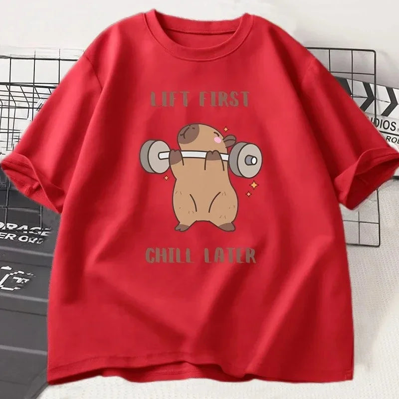 Plus Size Capybara Gym T-Shirt Women Sports Tee Workout Fitness T Shirt Top Unisex Softstyle Women Tshirt Clothes Women Clothing