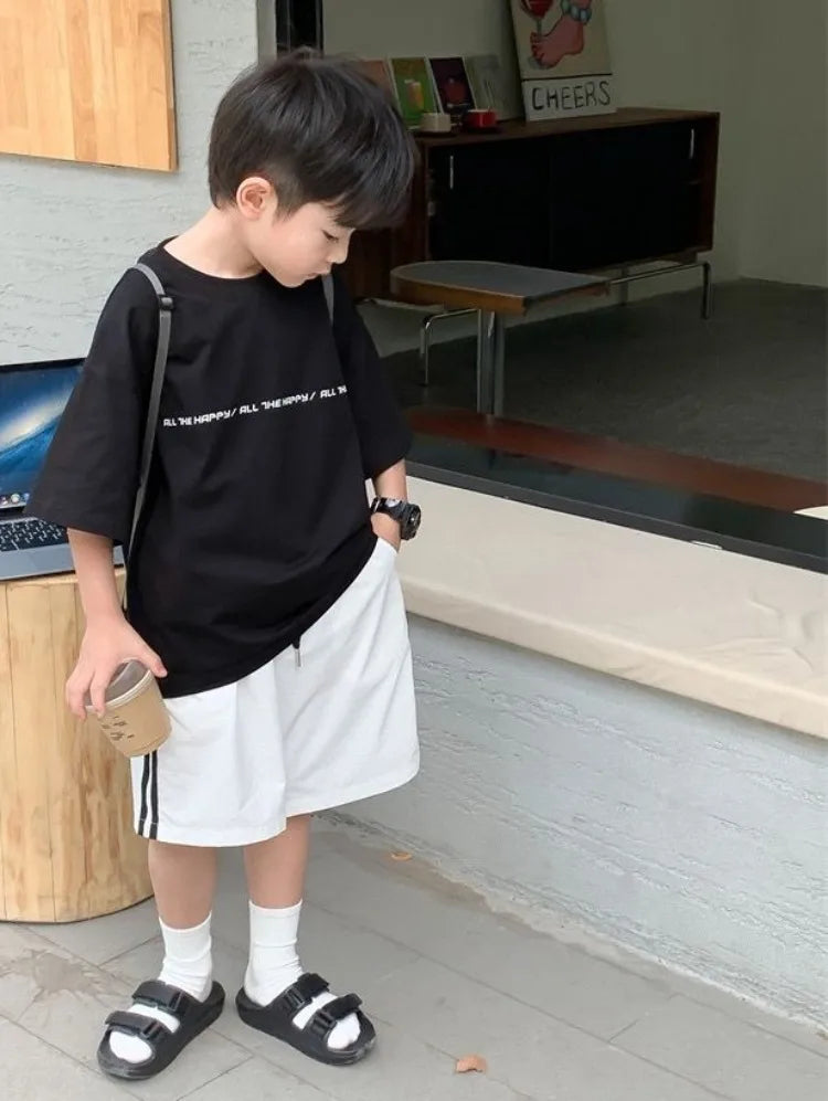 2026 New Boys' Summer 100% Cotton T-Shirt Loose Fit Short Sleeve Baby Top for Kids Stylish Trendy Kids' Clothing