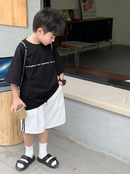 2026 New Boys' Summer 100% Cotton T-Shirt Loose Fit Short Sleeve Baby Top for Kids Stylish Trendy Kids' Clothing