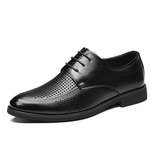Spring Summer Hallow Dress Shoes for Men Solid Color Fashion Business Casual Shoes Male British Lace Designer Leather Shoe Man