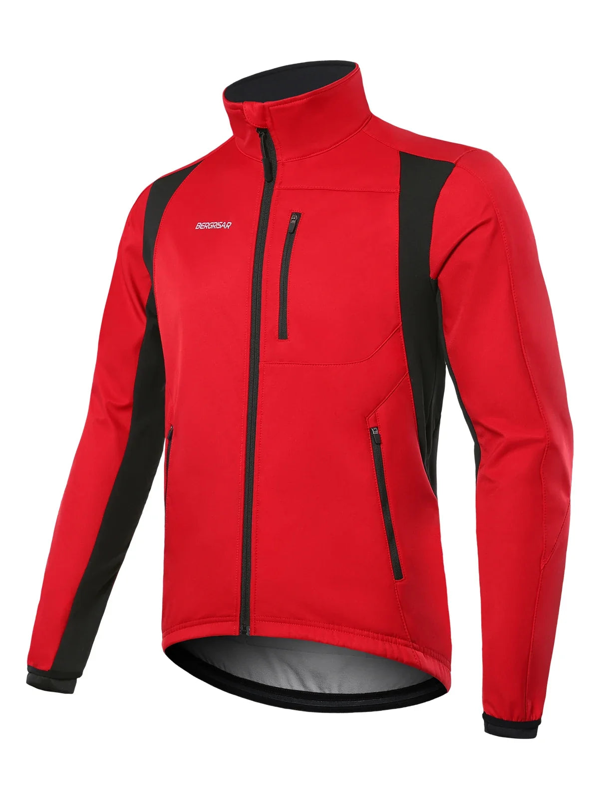 BERGRISAR Men's Winter Cycling Jacket Softshell Windproof Thermal Fleece Bike Jacket Running Jacket Windbreaker BGA025