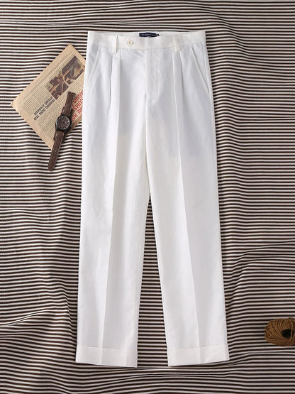 Street style French linen loose straight casual pants men's Neapolitan style business casual customizable