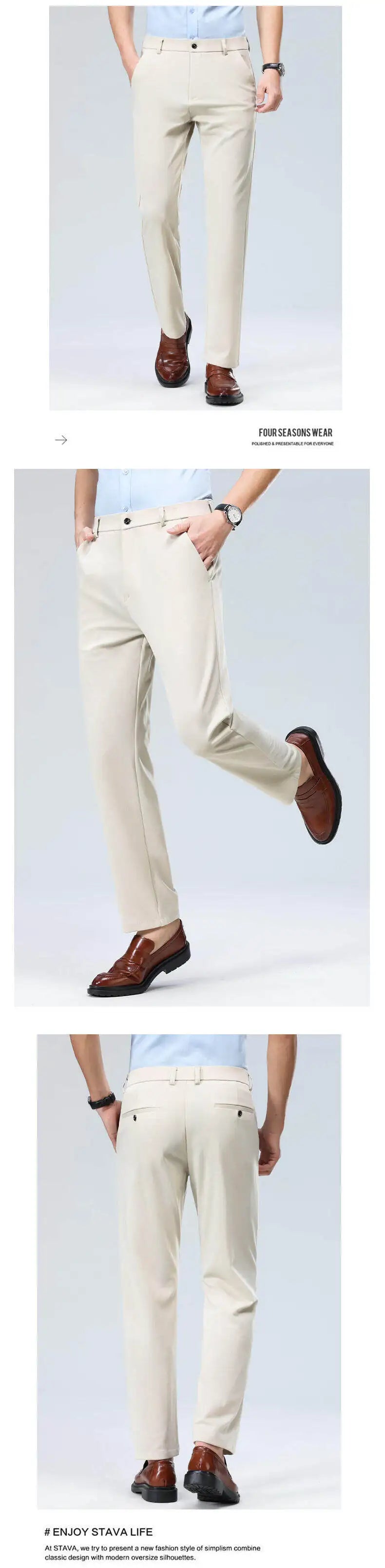 New casual suit pants pants, men's business casual suit pants, loose straight summer thin section elastic suit pants