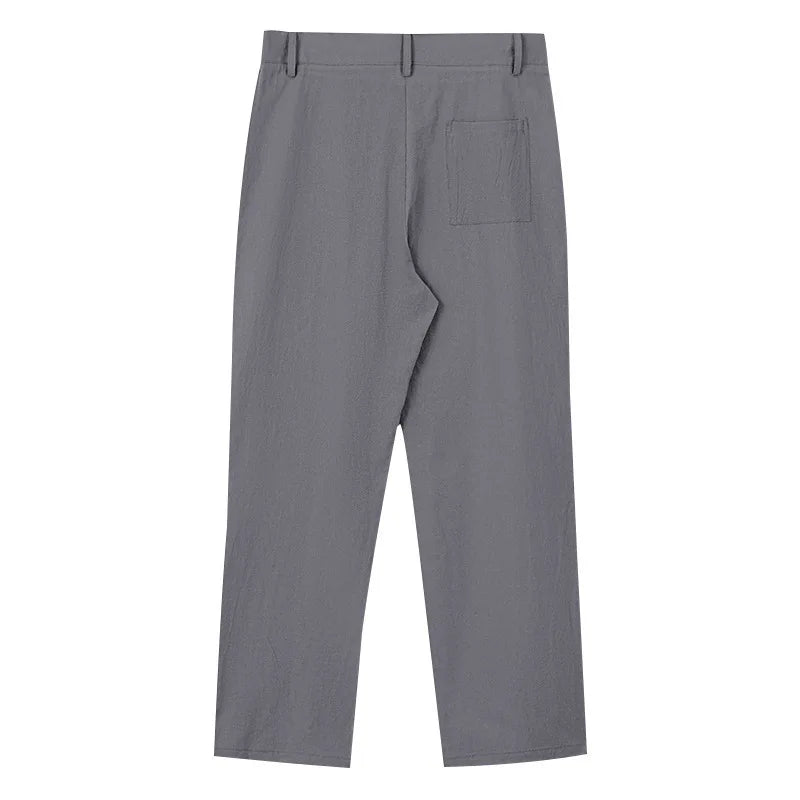 Amazon European and American Men's Linen Solid Color Casual Suit Pants New Fashion Beach Wide-Leg Trousers
