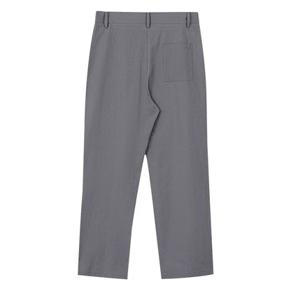 Amazon European and American Men's Linen Solid Color Casual Suit Pants New Fashion Beach Wide-Leg Trousers