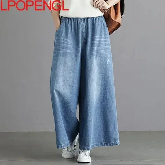 2024 baggy jeans Women y2k New Casual Streetwear Denim Pants Wide leg Street Style Vintage High Waist Pockets ripped Jean Femme