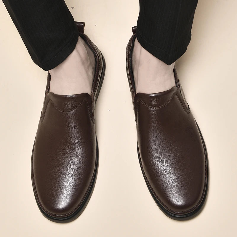 Genuine Leather for Men Business Shoes Stylish Male Comfortable Flats All-match Male Driving Shoes Classic Men Shoes for Wedding