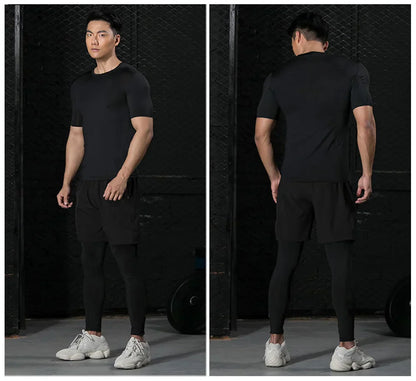 2024 Men's Running Fitness Sportswear Athletic T-Shirt Training Gym Clothes Sports Suits Workout Jogging Rashguard Men's Kit