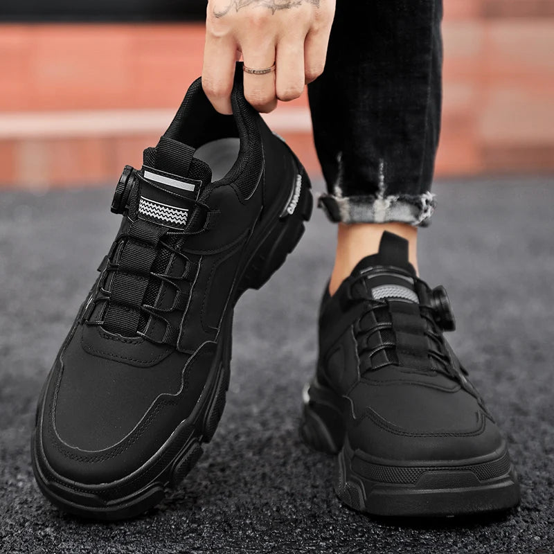 Men's boots autumn and winter new rotating shoelaces fashion casual boots youth outdoor boots anti slip soft sole workwear boots