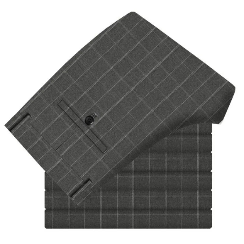Autumn Winter Men's Business Casual Plaid Pants Korean Fashion Stretch Slim Fit Suit Pants Male Office Formal Versatile Trouser