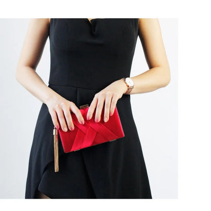 Silky Satin Tassel Banquet Bag, Women Elegant Chain Evening Clutch, Cheongsam Fashion Handbag