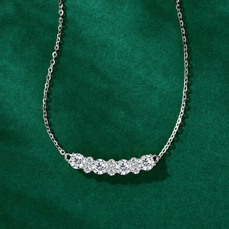 GRA Certified Full Moissanite Smile Pendant Necklace for Women 925 Sterling Silver Clavicle Chain Jewelry Gift Collares