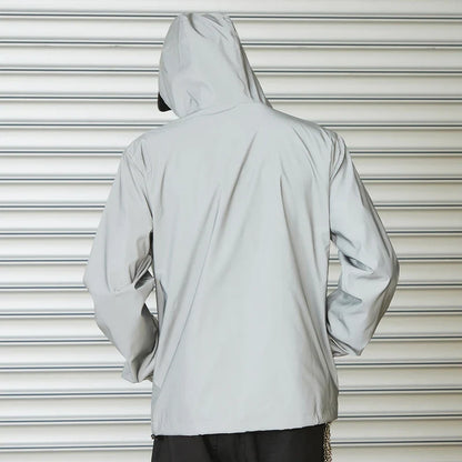 Night Reflective Clothes Spring New Men's Hooded Jacket Outdoor Run Casual Windproof Coat Couples Hip-hop Streetwear S-5XL